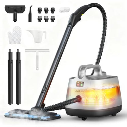 Steam Cleaner, 293°F 58 PSI Powerful Multipurpose Handheld Steam Mop for Home Use, 21 Attachments, 50Oz Capacity, Heavy Duty Steamer for Carpets, Floors, Cars, Tiles, Crack Cleaning, Champagne