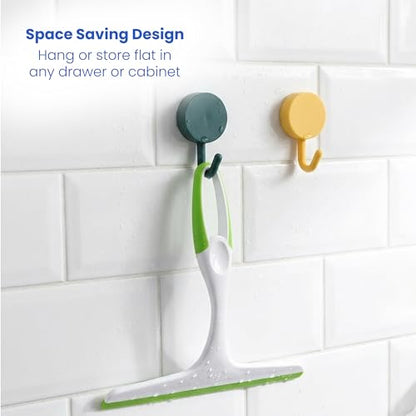 Middleofthemap Shower Squeegee - Flexible Silicone Blade, Lightweight Plastic Handle, Easy Hanging Hook, Attractive Colors, Perfect for Glass Doors, Windows, Tiles, and Mirrors 9.5" (1)