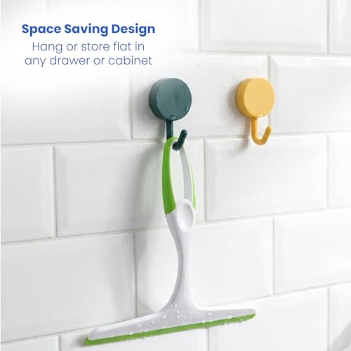 Middleofthemap Shower Squeegee - Flexible Silicone Blade, Lightweight Plastic Handle, Easy Hanging Hook, Attractive Colors, Perfect for Glass Doors, Windows, Tiles, and Mirrors 9.5" (2)