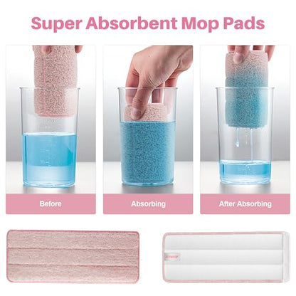 JOYMOOP Microfiber Flat Mop Replacement Pads, Washable Refills for Mop Bucket System, 13 Inch, Pack of 4, Pink - color: 4 Pcs 13" - 4 Pink, size: 13.0 × 4.9 Inch