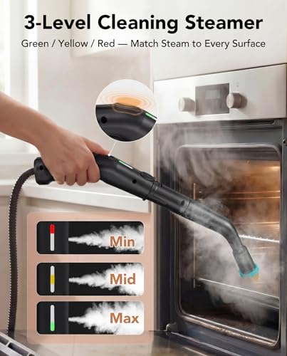 Homeasy Steam Cleaner for Home, 1500W Handheld Steamer for Cleaning with 3-Level Handle, 15s Heat-Up & 1.8L Large Tank, Portable Steamer for Car, Grout, Tile, Floor, Kitchen & Bathroom