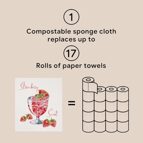 RECYCO Swedish Dishcloths for Kitchen | 6 Pack Cocktails Washable Dish Rags | Cellulose Reusable Cleaning Paper Towels | Absorbent Counter Dish Cloth Sponge Kitchen Wipes, 8" L x 7" W - color: Cocktails - 6 Pack