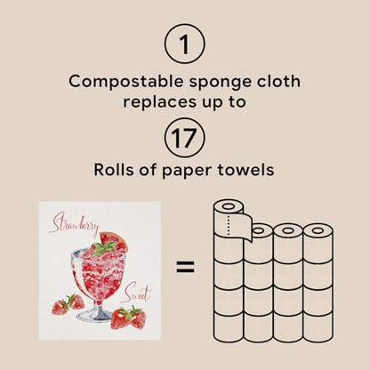 RECYCO Swedish Dishcloths for Kitchen | 6 Pack Cocktails Washable Dish Rags | Cellulose Reusable Cleaning Paper Towels | Absorbent Counter Dish Cloth Sponge Kitchen Wipes, 8" L x 7" W - color: Cocktails - 6 Pack