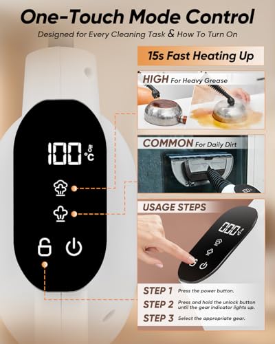 Saker EverSteam Instant-Heat Steam Cleaner for Home,15s Heat-up Handheld Steam Cleaner, Lightweight Portable Continuous Refill Steamer for Deep Cleaning of Floor, Car and Kitchen - size: With 5 Fiber Cloths