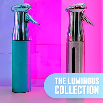 Colortrak Luminous Spray Bottle, 250ml/8.5oz Bottle with Full 360° Distribution, Easy-Use Pump, Quick View Window to Monitor Water Level, Eco-Friendly, Aqua - color: Aqua