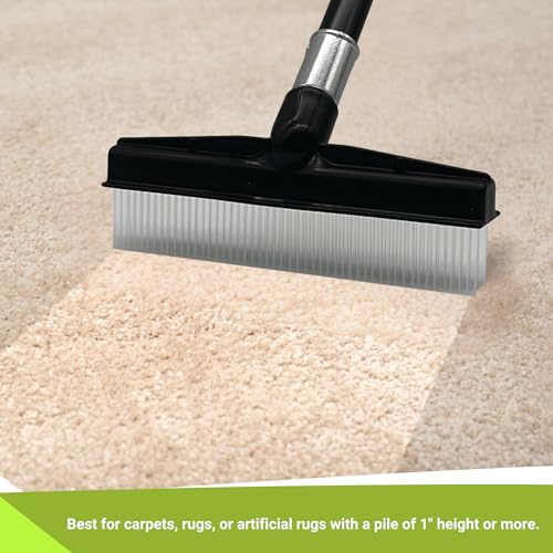 Small Room Groom Carpet Rake, 11" Handle, Portable Carpet Brush for Pet Hair, High Pile Rugs, Stairs, Furniture & Artificial Turf, Compact Groomer Tool - style: Modern