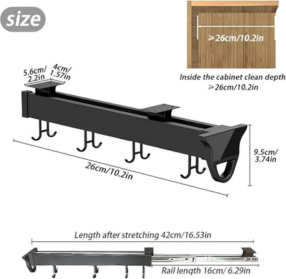 Pull Out Broom Holder, Multifunctional Slide Broom and Mop Organizer/Storage, Hanging Garage Storage Rack for Kitchen/Closet/Home/Cupboard/Wardrobe(10.23in-8 Hook) - size: 10.23in-8 hook