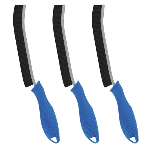 FOOGWEE Hard Bristle Crevice Cleaning Brush - Cleaning Supplies - Household Crevice Cleaning Tools - Multi-Purpose Crevice Brushes for Kitchen, Toilet, Window, Vehicle, Faucets, Grout (3, Dark Blue) - color: Dark Blue