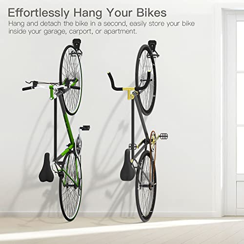 Housolution Bike Wall Mount with Fixed Hook, [2 Pack] Heavy Duty Bike Storage Rack, Bike Rack Vertical Stand for Garage - Easily Hang/Detach - with Screws Iron Bike Hanger Brackets - size: 2 PCS