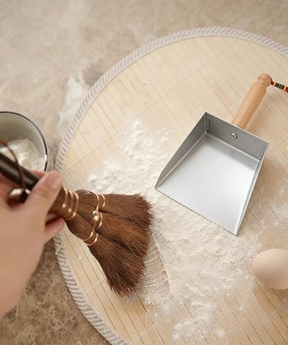 Mini Metal Dustpan and Brush Set, Natural Hand Broom, Stainless Steel Dust Pan, Heat-Safe for Fireplace Ash Cleaning, Anti-Static, Eco-Friendly - style: Mini Dustpan
