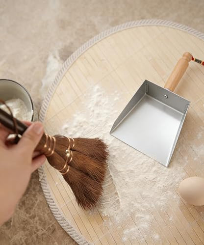 Mini Metal Dustpan and Brush Set, Natural Hand Broom, Stainless Steel Dust Pan, Heat-Safe for Fireplace Ash Cleaning, Anti-Static, Eco-Friendly - style: Mini Dustpan