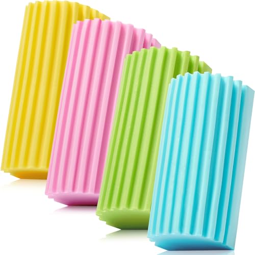 4 Pack Damp Dusting Sponge Duster, Dust Cleaning Sponge, Reusable Household Cleaning Sponge Tool for Blinds, floorboards, Fan Blades, Vents, Glass, Railings, Mirrors(Pink,Green,Yellow,Blue) - color: Pink,green,yellow,blue, size: 4 Pack