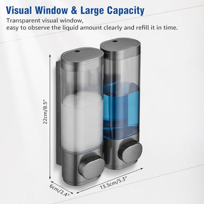 Shampoo and Conditioner Dispenser 2 Chamber No Drill,Shower Soap Pump Dispenser Wall Mounted,Body Wash Dispenser,Shower Gel Shampoo Holder for Bathroom Accessories, (Gun 2) - color: Gun 2