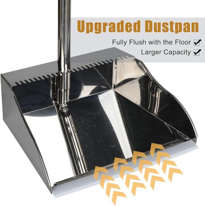 3 Pack Stainless Steel Dustpan Metal Dustpan with Handle Heavy Duty Dust Pan Upright Dust Pan for Home Office Lobby - style: 3 Pack Dustpan