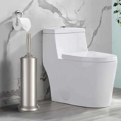 Stain Nickel Toilet Brush and Holder Set, Stainless Steel Toilet Brush for Bathroom,Heavy Duty Silver Toilet Bowl Brush,Deep Cleaning Modern Toilet Cleaner Brush -Space Saving, Covered Brush - color: Satin Nickel