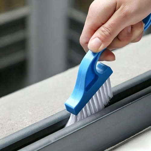 1 Pack Window Track Cleaning Brush, Crevice Cleaner Tool for Household Narrow Gaps and Sliding Tracks (Blue) - color: Blue