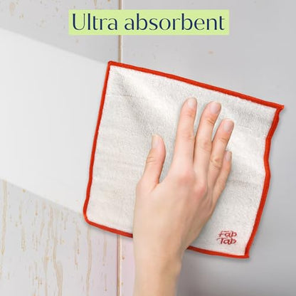 Fab Tab Viscose Made from Bamboo Cleaning Cloths Ultra Absorbent, Reusable Kitchen Cloths, Quick Drying, Non-Scratch, Includes Coconut Sponge, Multicolor, 7-Pack - size: Large