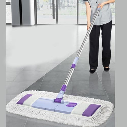 Flat Mop for Floor Cleaning, Wet and Dry Mop with Flexible Flat Head, Efficient Dust Dirt Adsorption, Telescopic Handle 33.86 - 49.21in for Home Hardwood Tile Floors