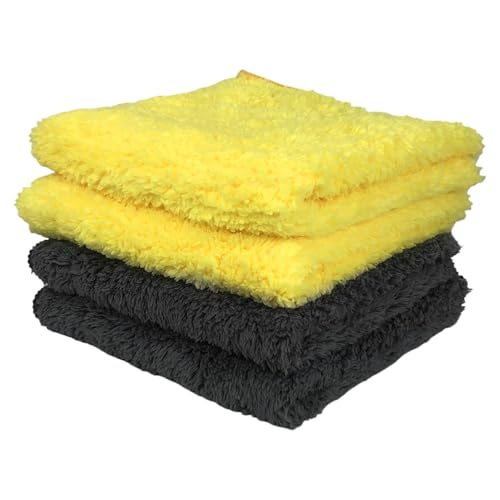 Microfiber Cleaning Cloths (14" x 14") with Double-Sided Coral Fleece, Ultra Absorbent, Lint-Free, Streak-Free, Reusable, Ideal for Car, Kitchen, Window, and Household Cleaning (Pack of 4) - color: 4pcs/2colors