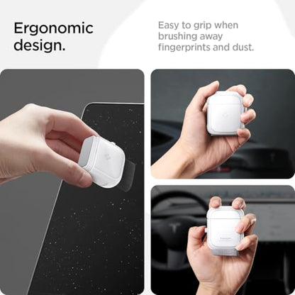 Spigen EZ Slide & Brush Screen Cleaner for Tesla Model Y 2025/26 (Juniper) & 3/Y/S/X/Cybertruck and Screens, Phones, Laptops, Tablets (Extra Microfiber Pad Included) [White] - color: White