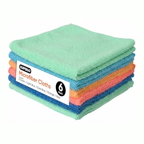 Superio Microfiber Cleaning Cloth for Cars, Kitchen Cleaning Cloths, 16" Micro Fiber Towels for House, Bathroom Absorbent All-Purpose Streak-Free lint-Free Wash Cloths (2 Pink, 2 Blue, 2 Orange) - color: Multicolor, size: 16"x16"