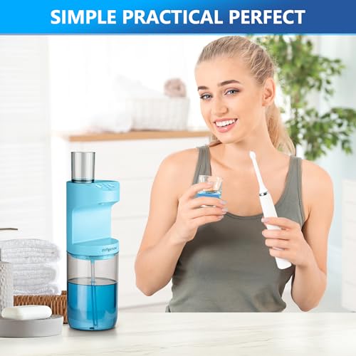 ZOFGENOW Automatic Mouthwash Dispenser for Bathroom,Bathroom Accessories 19.4 Fl Oz Dispensers with Magnetic Cups,Wall Mounted Dispenser,Suitable for All Age Groups,Blue - color: Blue