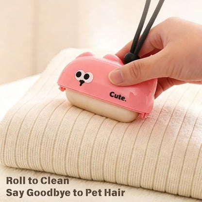 Reusable Mini Travel Lint-Roller, Extra Sticky Washable Lint Rollers for Pet Hair, Portable Lint-Remover for Clothes, Pet Hair Remover Sofa Carpet Car Purse Household (Rosy Cat) - color: Rosy Cat