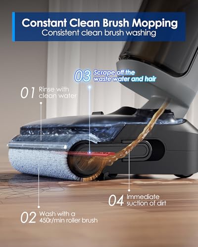 Tineco Floor ONE i5 Stretch Wet Dry Vacuum Cleaner, Vacuum & Mop in One Step, 20kpa Powerful Suction, 180° Lay-Flat Design, Anti-Tangle Design, Dual-Sided Edge Cleaning, Up to 30* Minutes Runtime - style: Floor One i5 Stretch