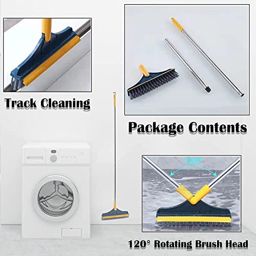 2 in 1 Tiles Cleaning Brush, Bathroom Cleaning Brush with Wiper, Bathroom Brush with Long Handle, 120° Rotate Bathroom Floor Cleaning Brush (Pack of 1) (Tiles Cleaning Brush) - color: Tiles Cleaning Brush