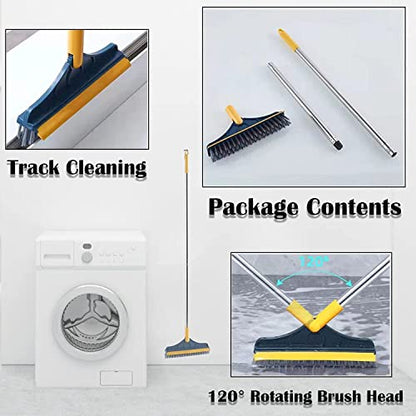 2 in 1 Tiles Cleaning Brush, Bathroom Cleaning Brush with Wiper, Bathroom Brush with Long Handle, 120° Rotate Bathroom Floor Cleaning Brush (Pack of 1) (Tiles Cleaning Brush) - color: Tiles Cleaning Brush