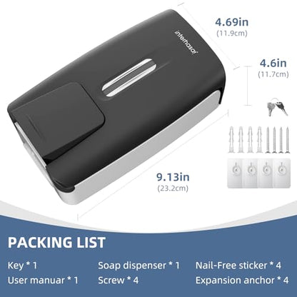 Soap Dispenser Wall Mount 28oz Commercial Hand Soap Dispenser for Bathroom Liquid Gel Hand Sanitizer Dispenser No Drilling Black - color: Black