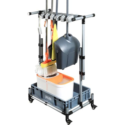 Freestanding Mobile Cleaning Tool Storage Rack, Mop and Broom Holder (M2) - size: Medium