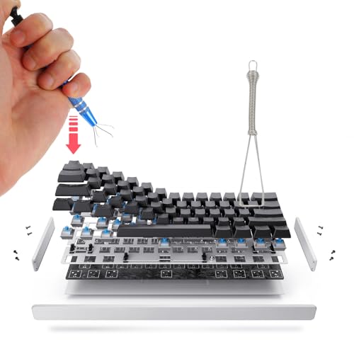 Cabilock Mechanical Keyboard Key Cap Puller and Anti-Static Cleaning Brush Kit with Metal and Plastic Tools for Computer Keyboard Maintenance