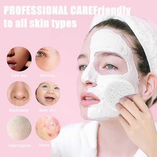 100-Count Facial Sponges Compressed Natural Cellulose Sponge Round Shape Face Sponge for Face Cleansing Exfoliating and Makeup Removal, White - color: 100- Pack White