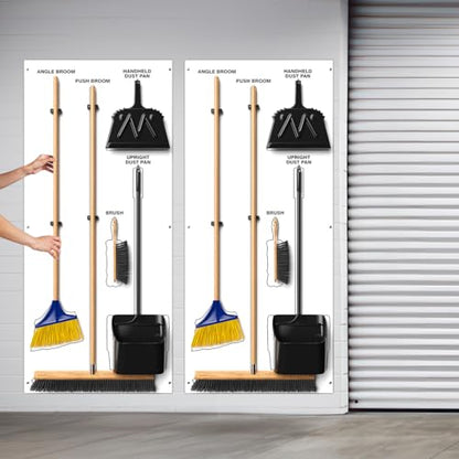 Clean & Sweep 5S Shadow Board/Wall Mount Broom Holder, 68" x 30" Board, 5S Cleaning Station - Board Only, Tools Sold Separately, Made in The USA by AccuformNMC, White/White, PSB114WTWT - color: White/White