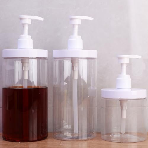 1000ml Pump Bottle Dispenser Plastic Refillable Bottles Wide Mouth Jar Style Empty Bathroom Shower Containers,9inches - size: 9*9*18cm