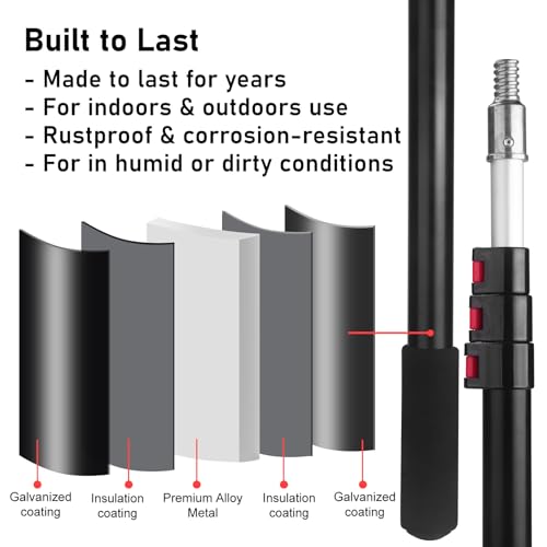 12FT Telescoping Extension Pole - Adjustable Aluminum Paint Roller Pole with 3/4" Universal Threaded Tip - Flip-Lock Extendable Pole for Window Roof Pool Cleaning - size: 12ft pole1