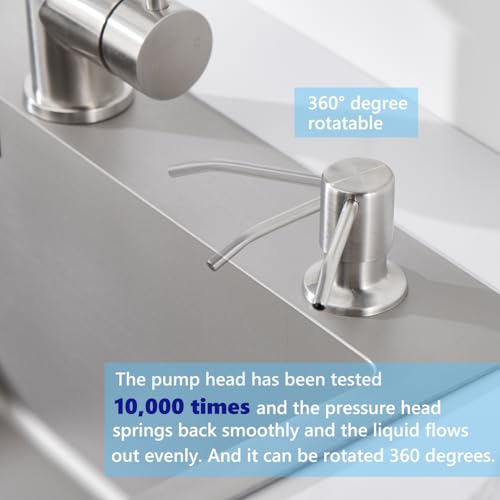 Sink Soap Dispenser Brushed Nickel, Soap Dispenser for Kitchen Sink Stainless Steel Refill from The Top Built in Sink Soap Dispensers with 17 OZ Soap Bottle - color: Brushed Nickel
