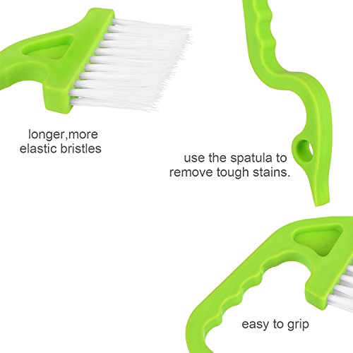 2pcs Hand-held Groove Gap Cleaning Tools Door Window Track Kitchen Cleaning Brushes(Green) - color: Green
