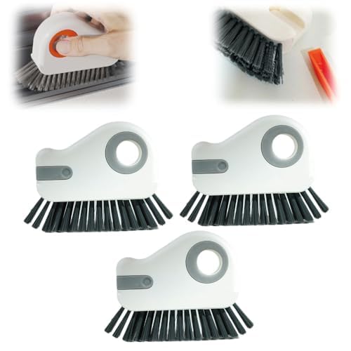 2 in 1 Groove Cleaning Brush Window Track Cleaning Tools, 2025 New Hard Bristle Crevice Cleaning Brush with Hidden Scraperfor Sliding Door Track, Window Sill, Shutter Door(Grey,3pcs) - color: Grey,3pcs
