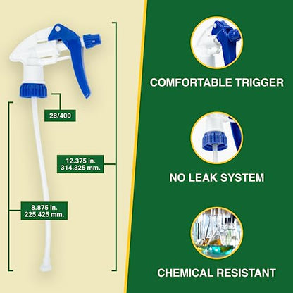 Heluva Green Spray Bottle Nozzle Replacement, Bottle Tops Only - Sprayer Nozzle Triggers for Heavy Duty, Commercial, Home Cleaning Solutions - Fits 8,16,24,32 oz Plastic & Glass Bottles, Blue 6 pack - color: Blue, size: 6 Pack