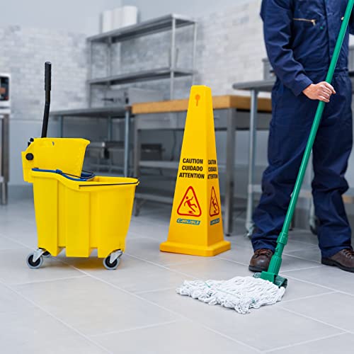 SPARTA OmniFit Mop Bucket System, Durable Mop Bucket, Side Press Wringer, and Soiled Water Insert, Floor Cleaning Essentials for Commercial and Home Use, 35 Qt Capacity, 1 Count, Yellow - color: Yellow
