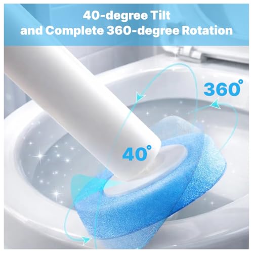 CiLoN 30 Pack Auto-Open Lid Disposable Toilet Bowl Brush & Holder System | Wall-Mounted Disposable Toilet Cleaning Set For Touch-Free Space-Saving Hygienic Modern Bathrooms (Starter Kit + 30 Sponge) - size: Starter Kit + 30pcs Refill Heads