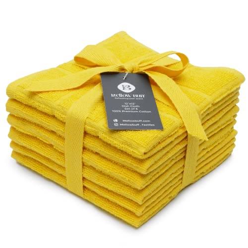 100% Cotton Terry Dish Cloth & Dish Towel, 6 Pack, Super Soft and Absorbent Kitchen Towels, Perfect for Kitchen Cleaning and Dish Washing (Yellow 6 Pack) - color: Yellow 6 Pack
