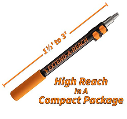 1.5-3 ft Window Washing Squeegee Kit with Extension Pole (10+ Foot Reach) // Windows Cleaning Tool & Windows Washer Combo with Telescopic Extension Pole // Best Indoor Outdoor Window Washing Equipment