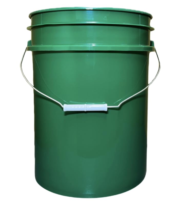 House Naturals 5 Gallon Premium HPDE Plastic Bucket - Made in USA Food Grade Storage Container, BPA Free All Purpose Pail (4, Dark Green) - color: Dark Green