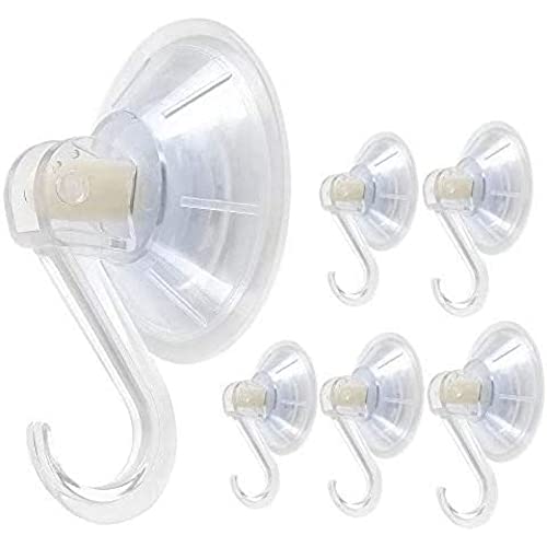 1st Choice 6 Pack Clear Plastic Suction Cup Hooks, Ultra Heavy Duty, Strong Power Lock, Vacuum Traceless, Smooth Waterproof Oil-Proof Wall Shower Kitchen Window Bathroom Holder - size: 6 Pieces