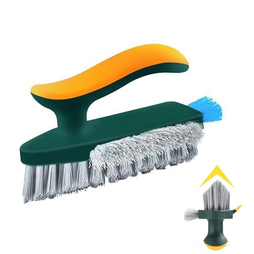4 in 1 Grout Cleaning Brush with Scrape, V Shape Grout Cleaner Brush for Tile Floors, Tile Grout Brush with Stiff Bristles for Shower, Bathroom, Corner, Baseboard, Kitchen, Household - Green - color: Green