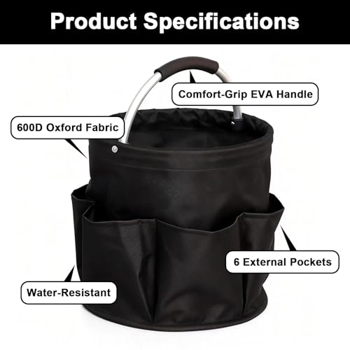 Cleaning Caddy for Cleaning Supplies,Cleaning Supplies Organizer | Foldable, Storage Basket,17L Capacity,Handle,Oxyford Cloth,6 Pockets