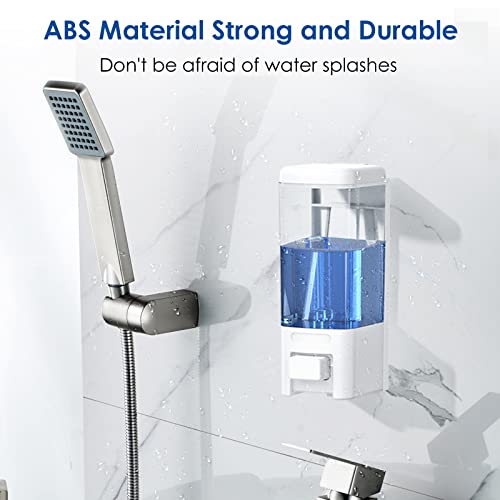 Manual Soap Dispenser, 17oz/500ml Wall Mount Soap Pump, Large Capacity Kitchen Bathroom Hand Soap Dispenser, Commercial Refillable Shampoo Shower Gel Lotion Dispenser, White - color: White 500ml